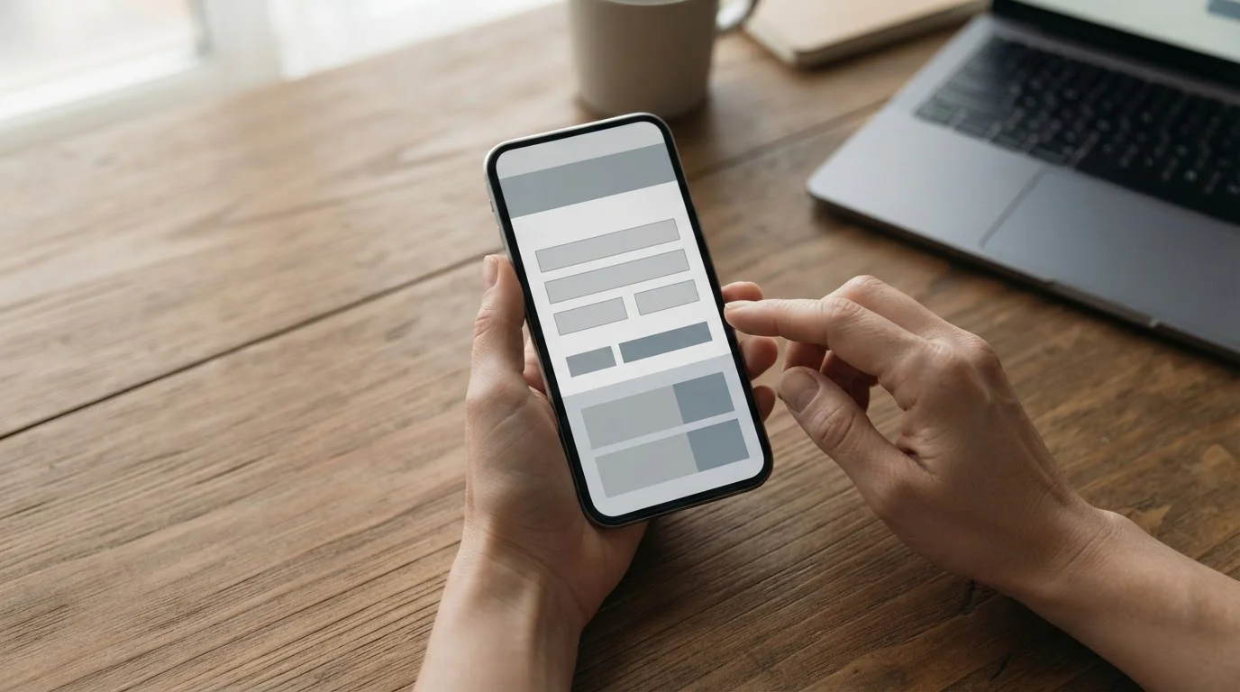 Hand bedient Smartphone mit abstraktem Zahlungsformular für Online-Einzahlung