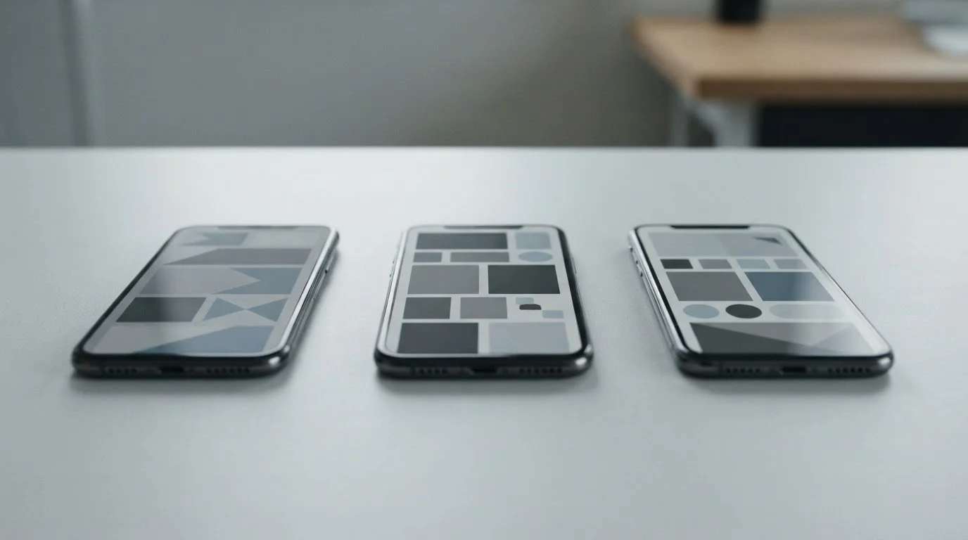 Mehrere Smartphones zeigen verschiedene Wett-Apps nebeneinander im Vergleich