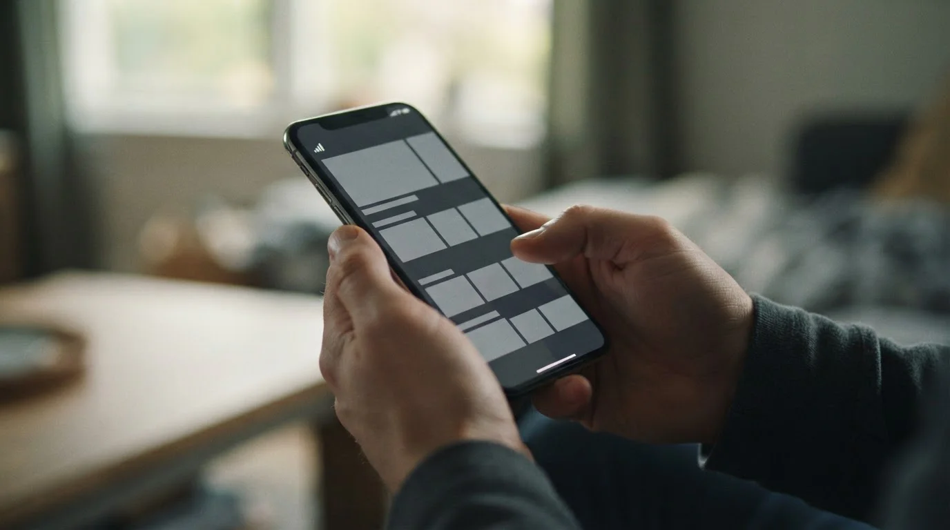 Smartphone zeigt Streaming-Oberfläche mit Fokus auf Datenverbrauch