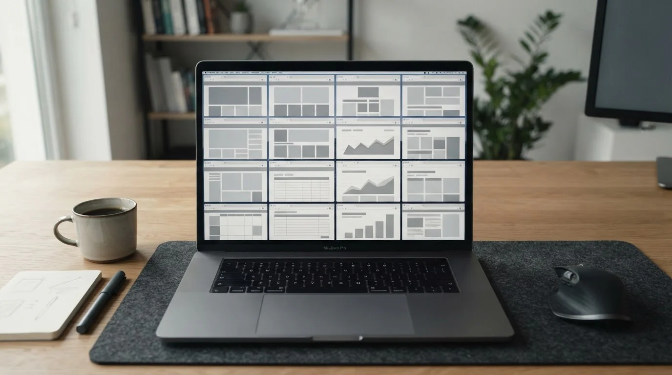 Mehrere Browserfenster mit abstrakten Wettanbieter-Interfaces im Vergleich