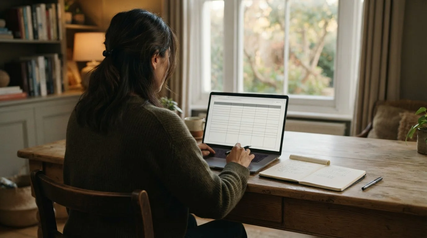 Arbeitsplatz mit Laptop und Notizen für die Bewertung von Wettanbietern