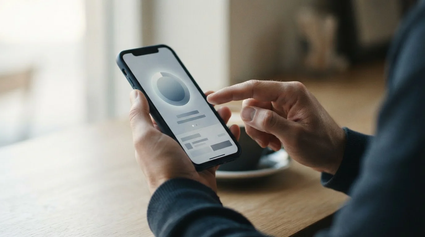 Hand hält Smartphone bei der Authentifizierung einer Zahlung